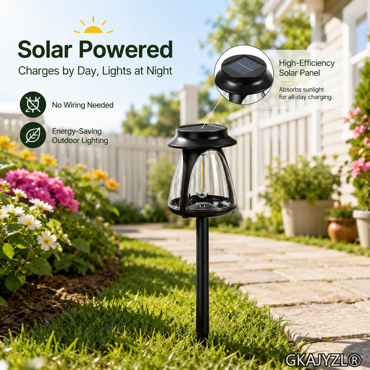 GKAJYZL169 Solar Pathway Lights, Outdoor Garden Lights with Round Cap Design — view 2