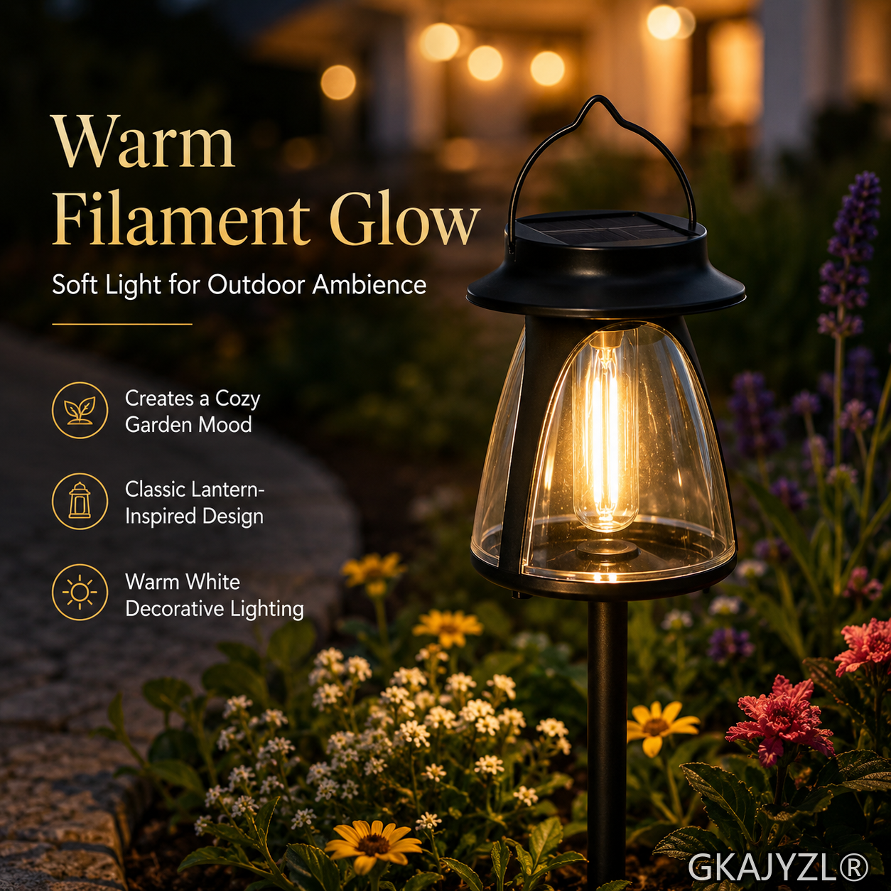 GKAJYZL169 Solar Pathway Lights, Outdoor Garden Lights with Round Cap Design — view 3