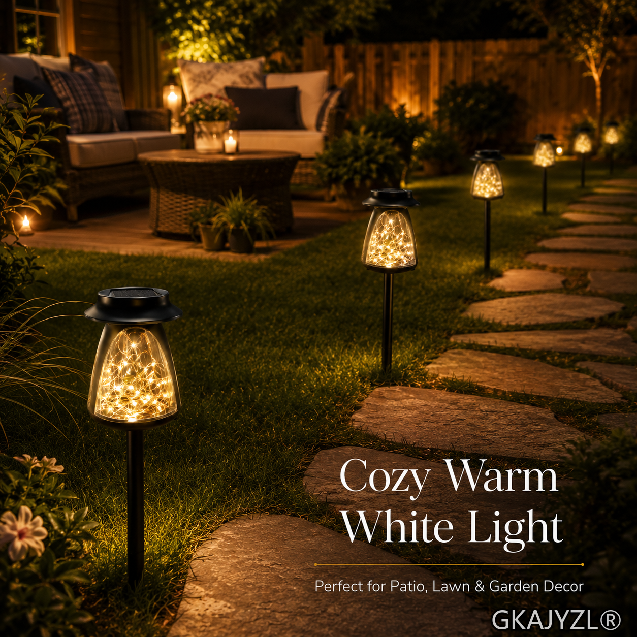 GKAJYZL169 Solar Pathway Lights, Outdoor Garden Lights with Starry Warm Glow — view 3