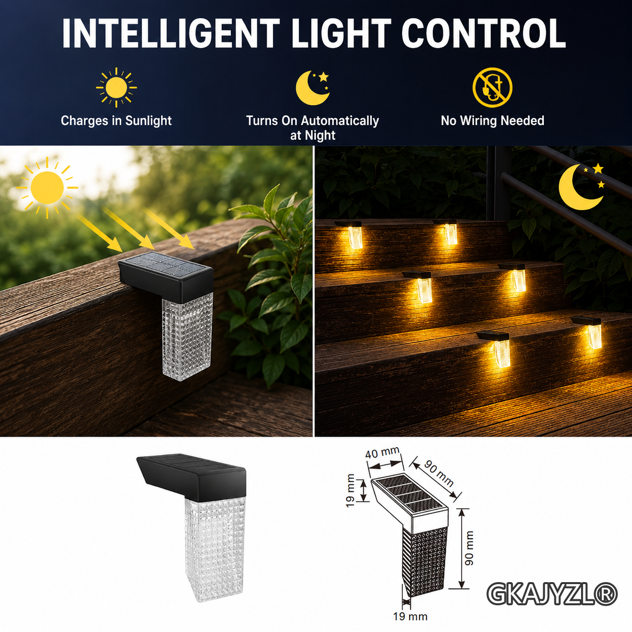 GKAJYZL801 Solar Iceberg Step Wall Light — view 3