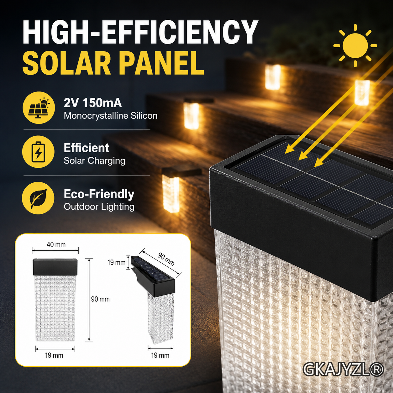 GKAJYZL801 Solar Iceberg Step Wall Light — view 2