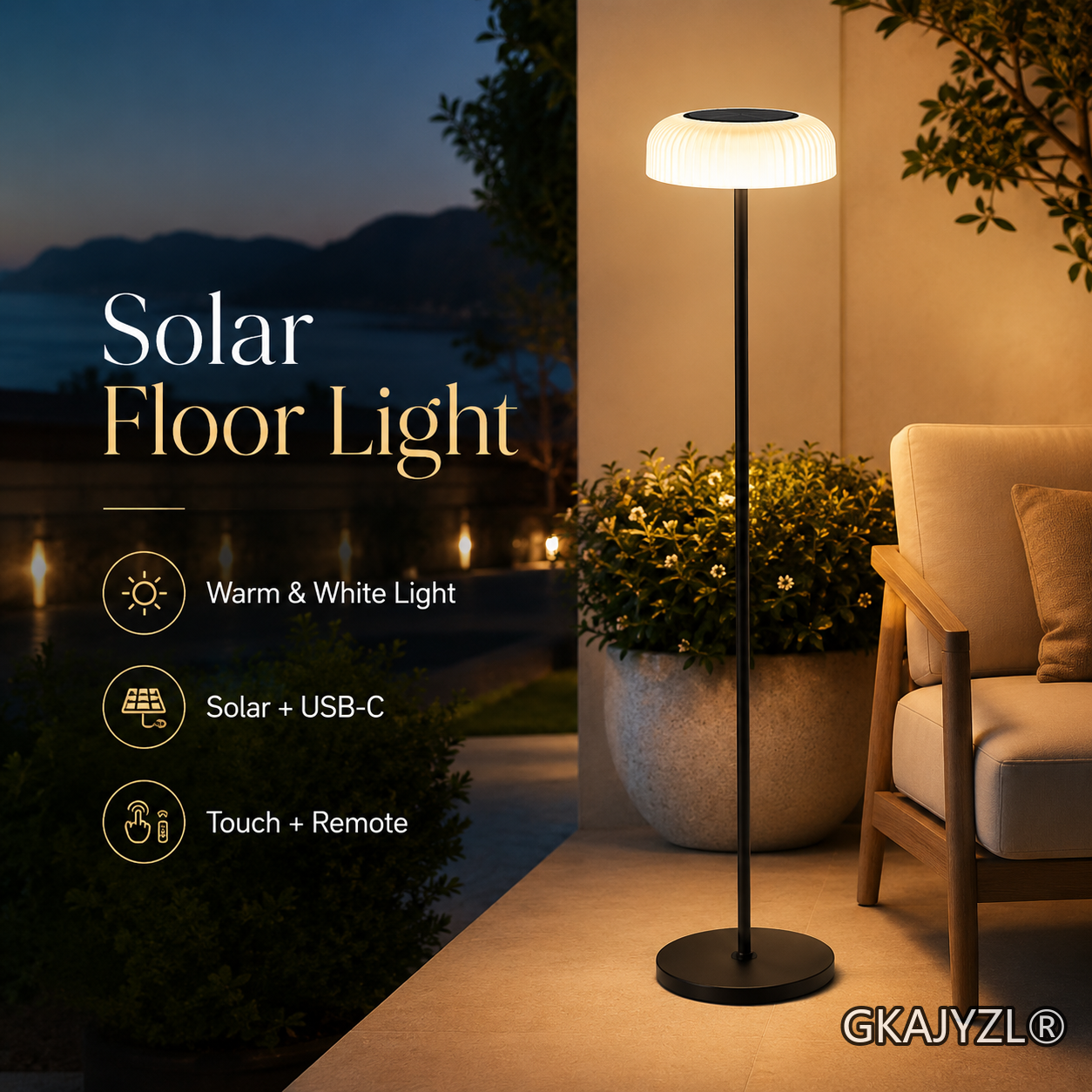 GKAJYZL-B02(DC-Style) Mushroom Solar Floor Lamp