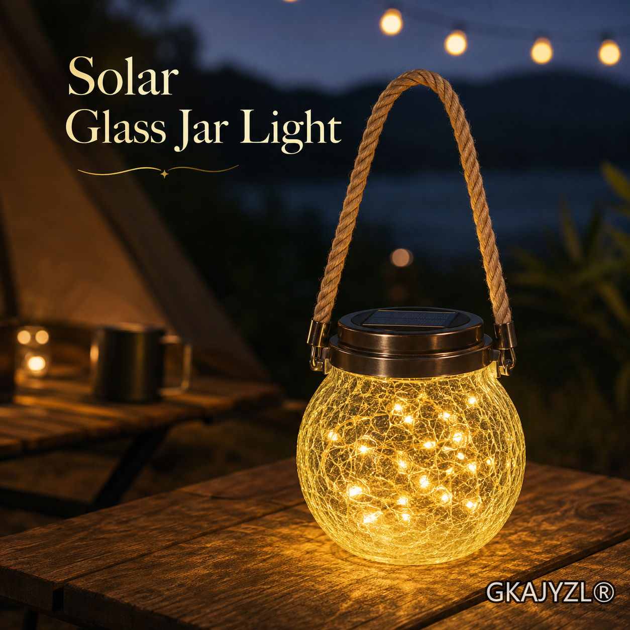 GKAJYZL-137 Solar Big Crack Jar Lantern