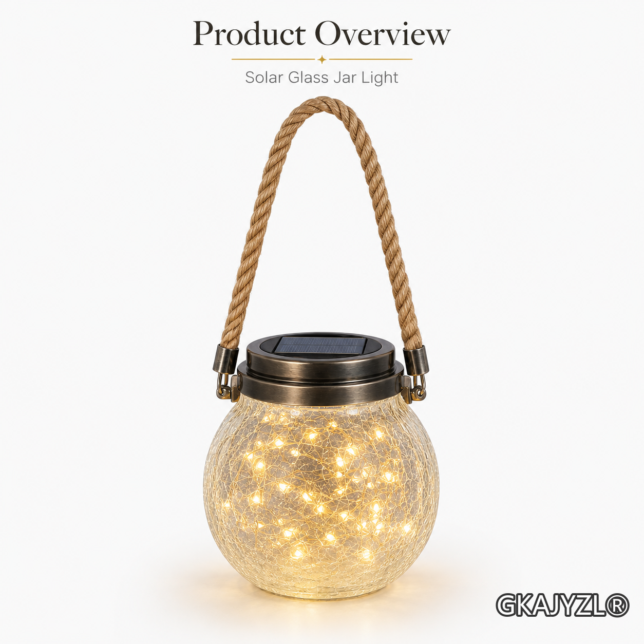 GKAJYZL-137 Solar Big Crack Jar Lantern — view 2