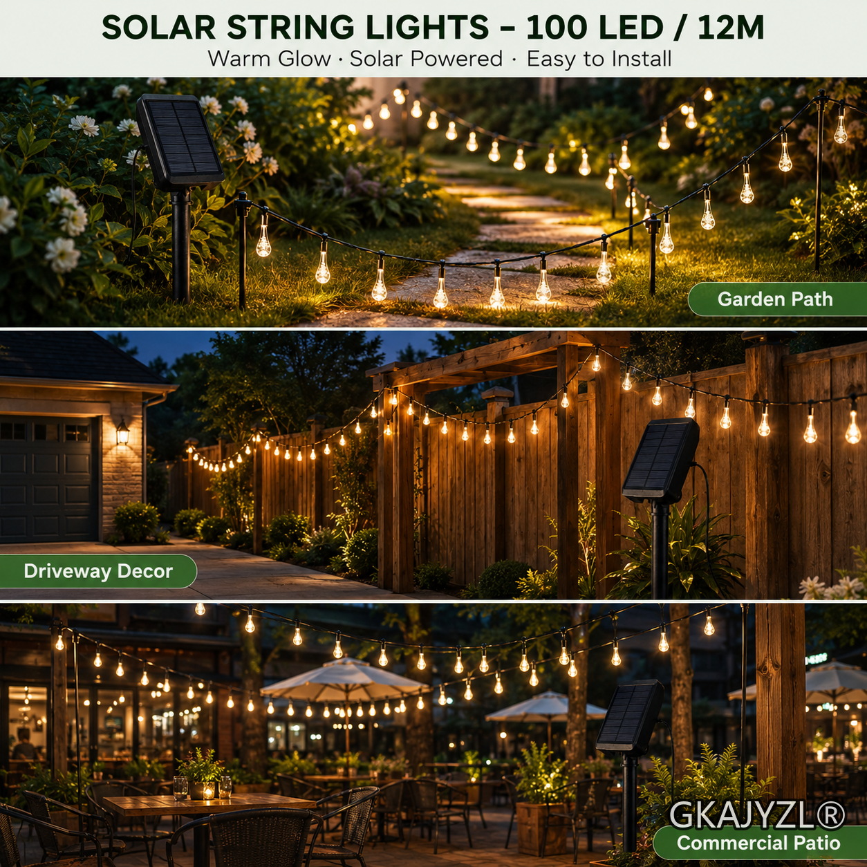 GKAJYZL036(Small ball style) Solar Waterdrop String Lights — view 2