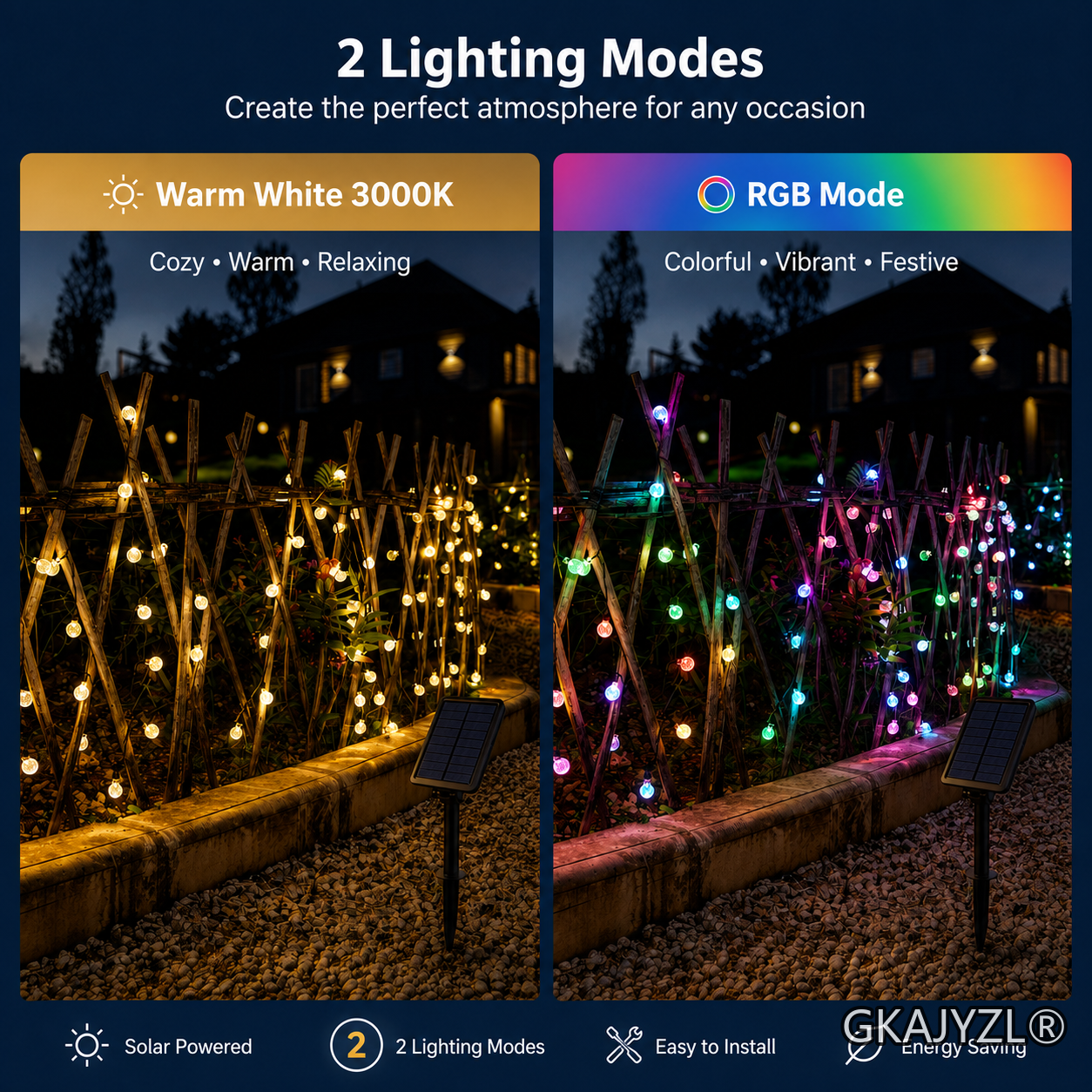 GKAJYZL-036(Round ball style) Solar Globe String Lights — view 2