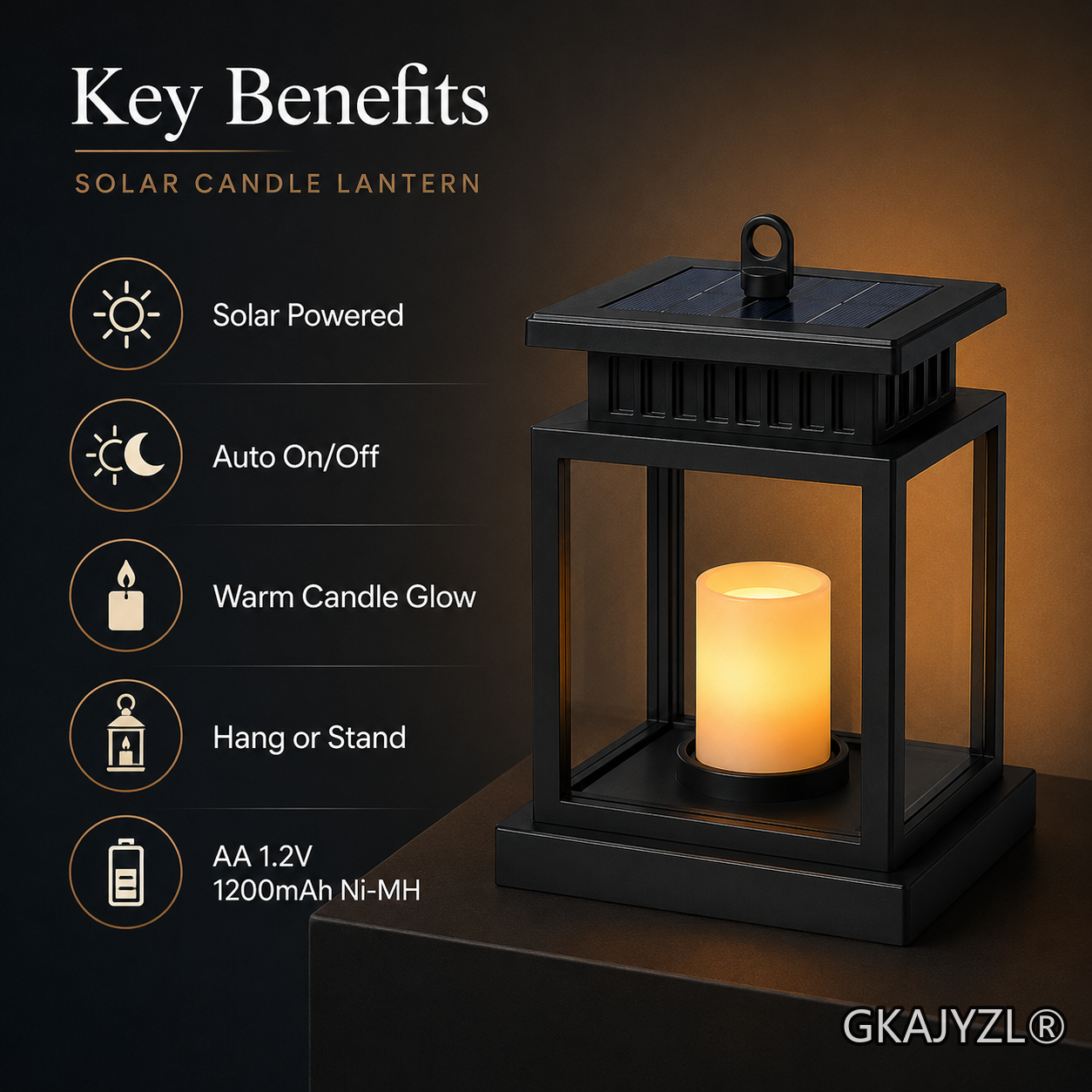 GKAJYZL-SUL(Candle type) Solar Candle Lantern Light — view 3