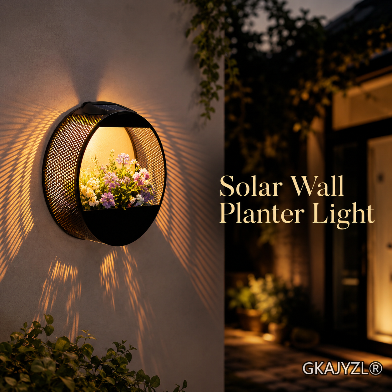 GKAJYZL-B01 Solar Circular Flower Frame Wall Lamp