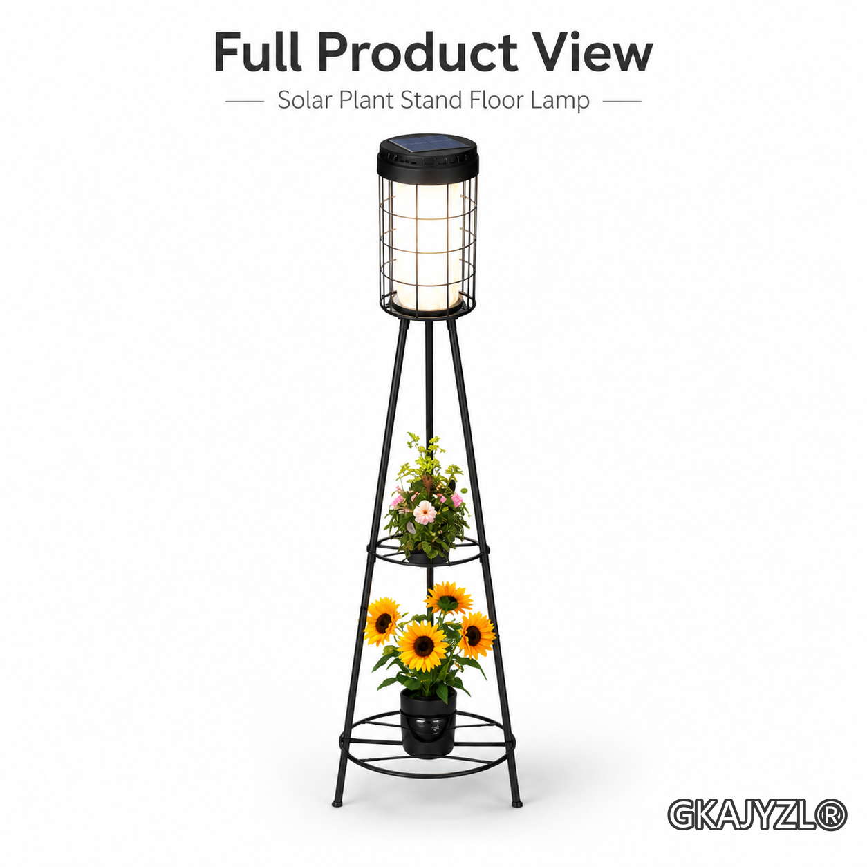 GKAJYZL-W01-B 110 Tall Solar Square Pattern Floor Lamp — view 2