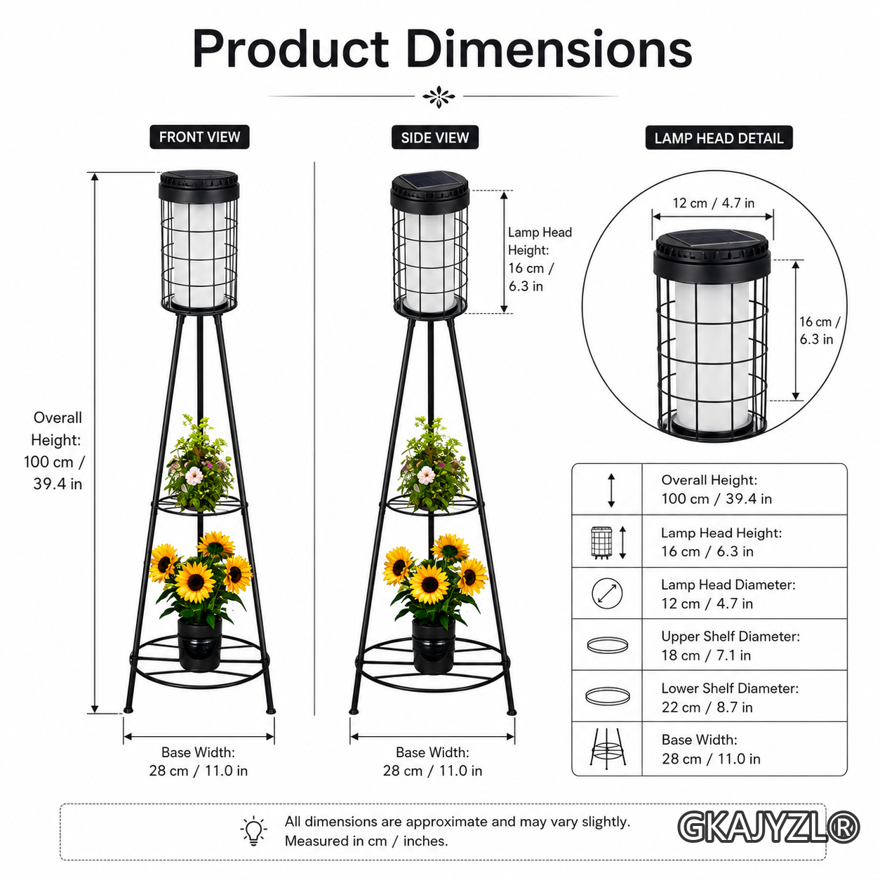GKAJYZL-W01-B 110 Tall Solar Square Pattern Floor Lamp — view 3
