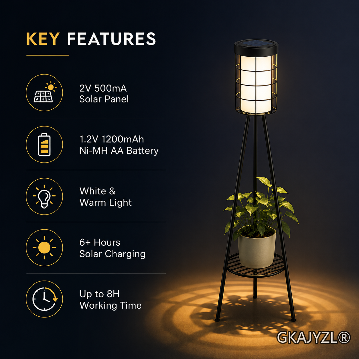 GKAJYZL-W01-106 Solar Square Pattern Floor Lamp — view 3