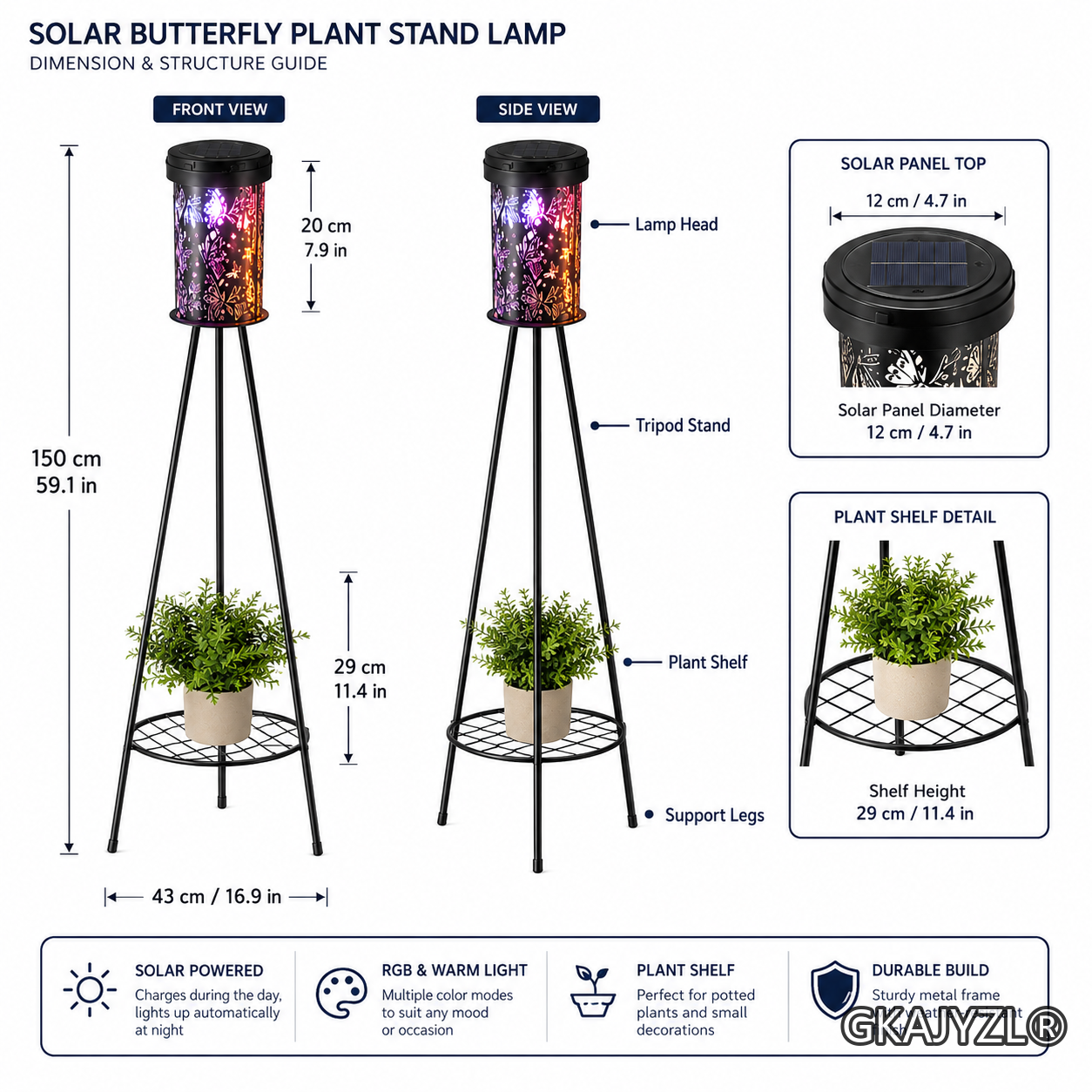 GKAJYZL-W01-102 Solar RGB Butterfly Floor Lamp — view 2