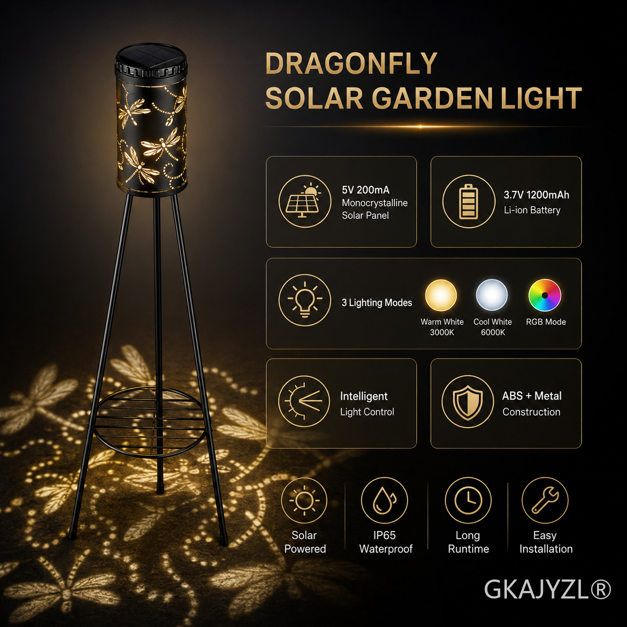 GKAJYZL-W01-99 Solar Dragonfly Floor Lamp — view 3