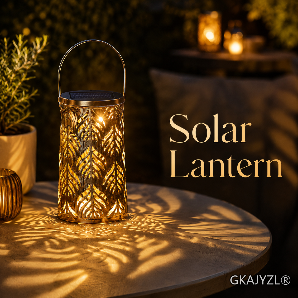 Solar Leaf Projection Lantern, Outdoor Hanging Decorative Light