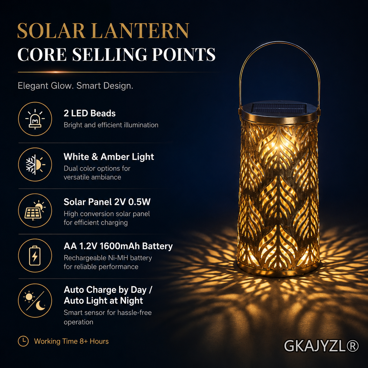 Solar Leaf Projection Lantern, Outdoor Hanging Decorative Light — view 3