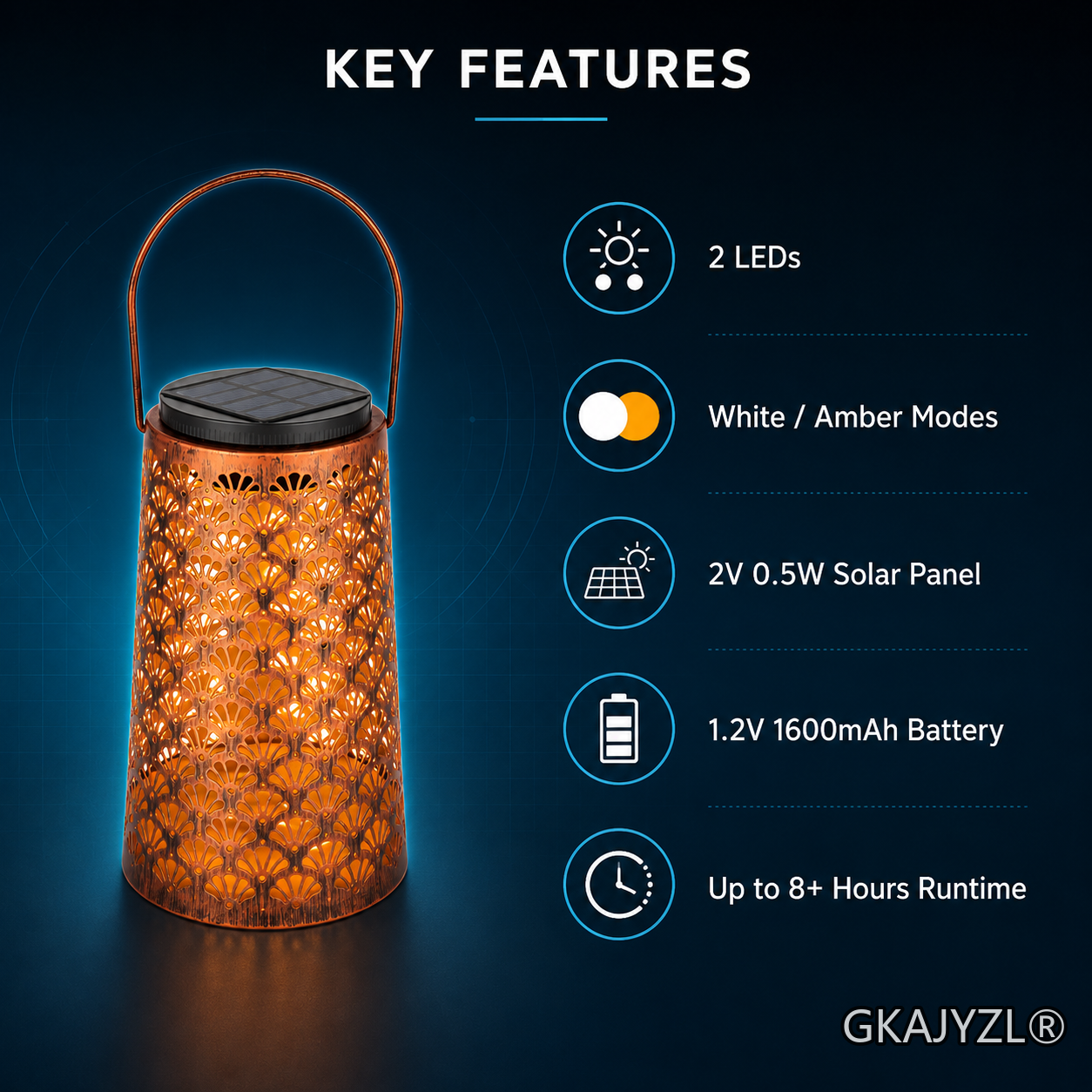 GKAJYZL128 (Shell-patterned style) Solar Shell Pattern Lantern — view 3