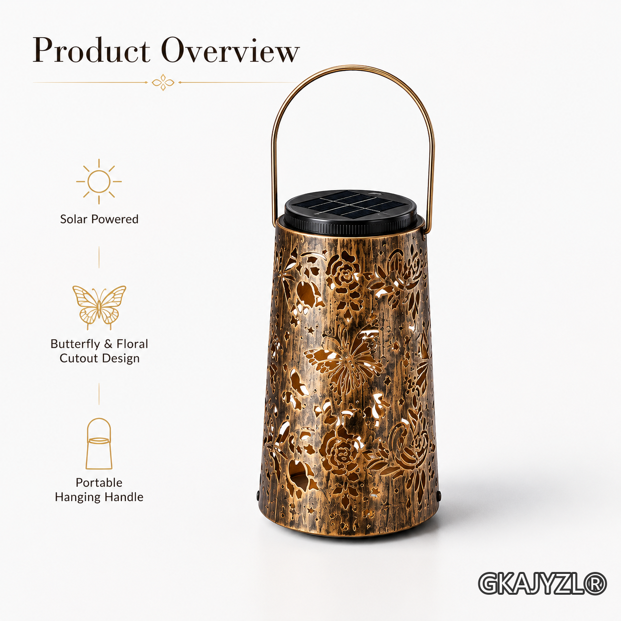 GKAJYZL128 (Butterfly-patterned style) Solar Butterfly Pattern Lantern — view 2