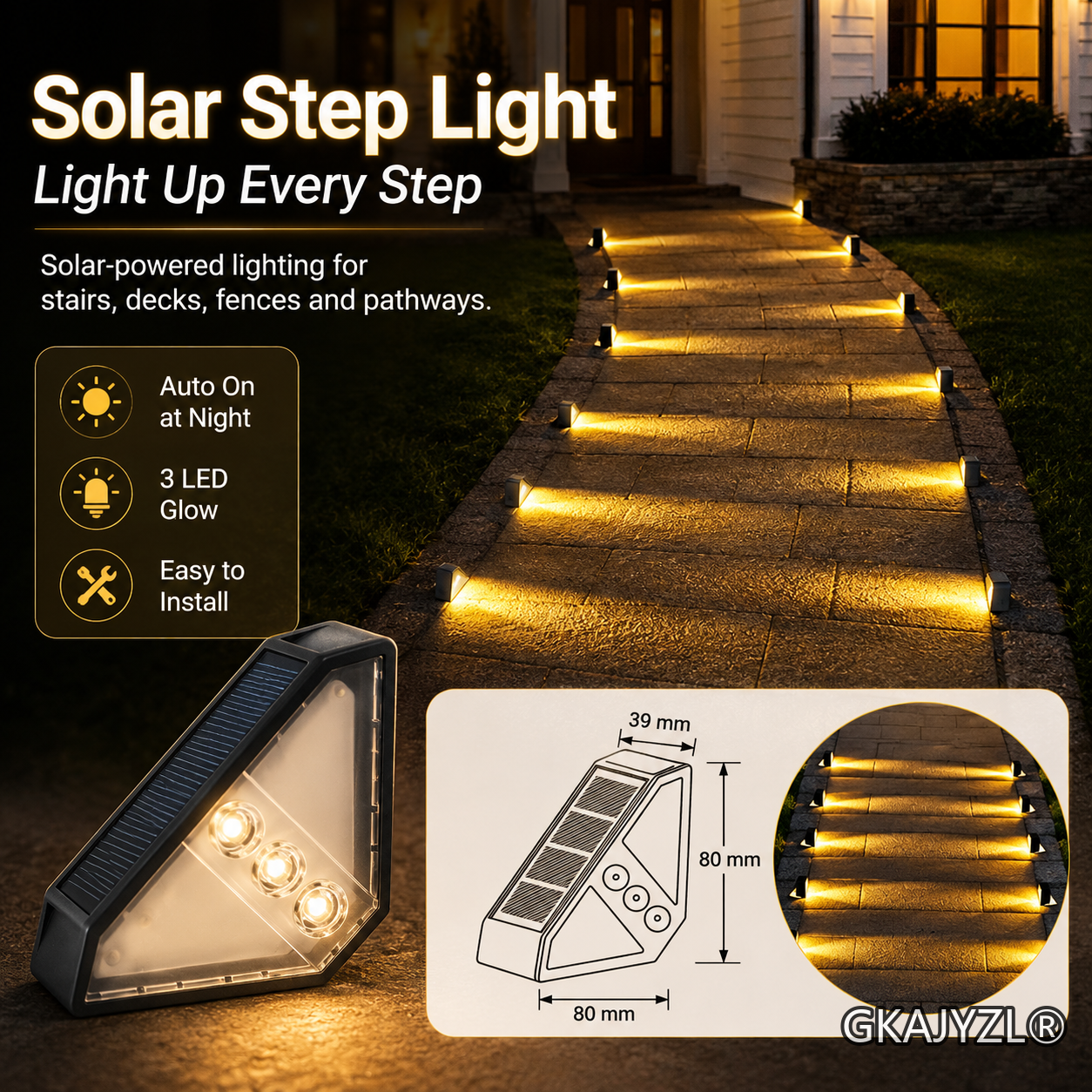 GKAJYZL-W03 Solar Triangle Stair Wall Light