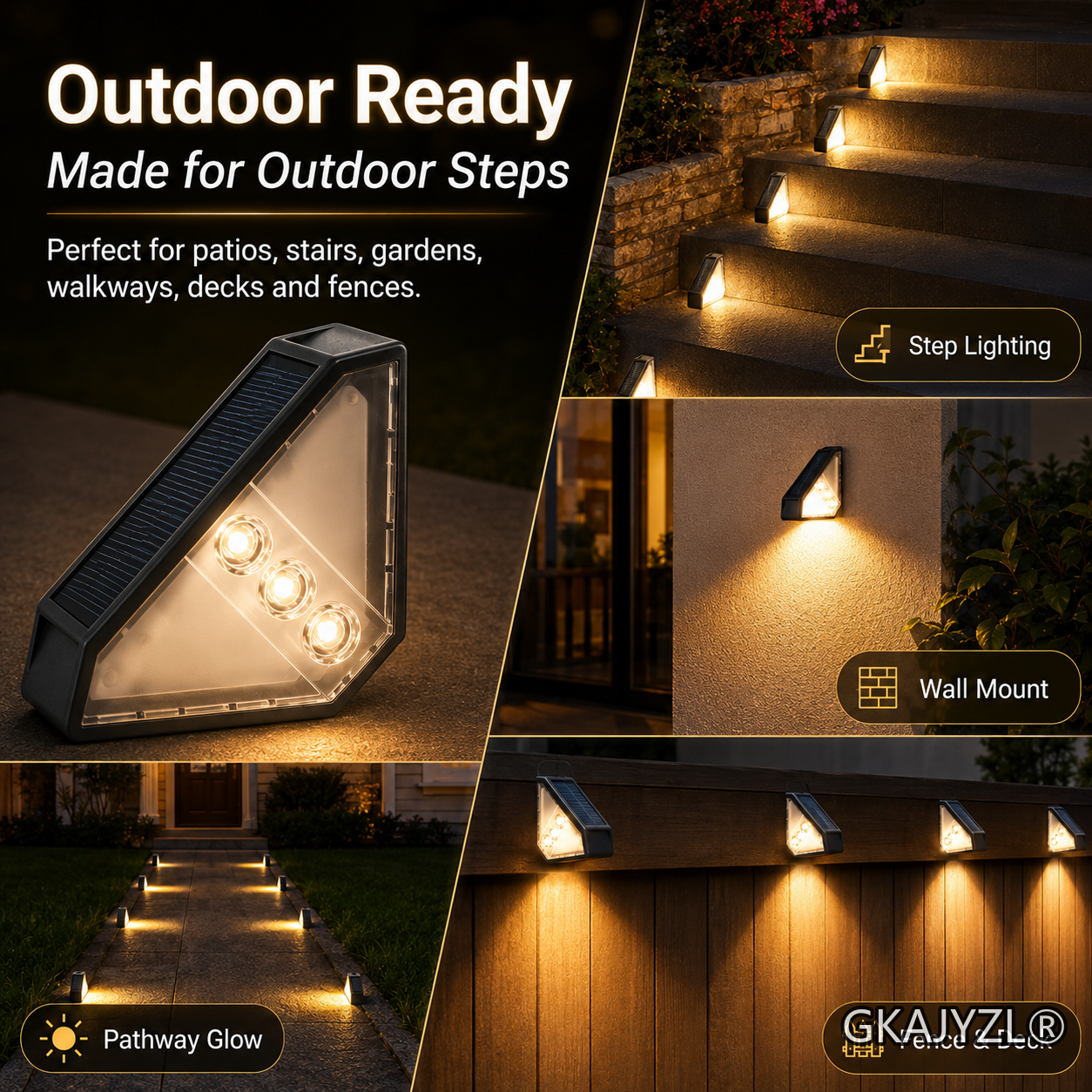 GKAJYZL-W03 Solar Triangle Stair Wall Light — view 2