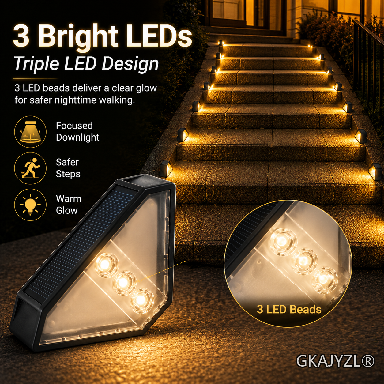 GKAJYZL-W03 Solar Triangle Stair Wall Light — view 3