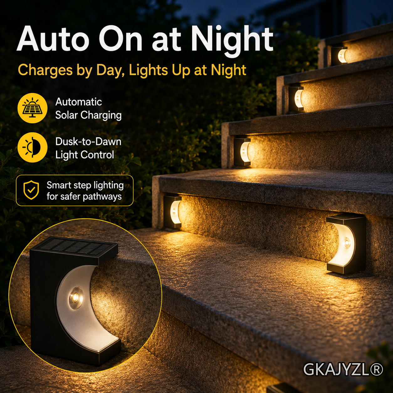 GKAJYZL-W06 Solar Moon Stair Wall Light