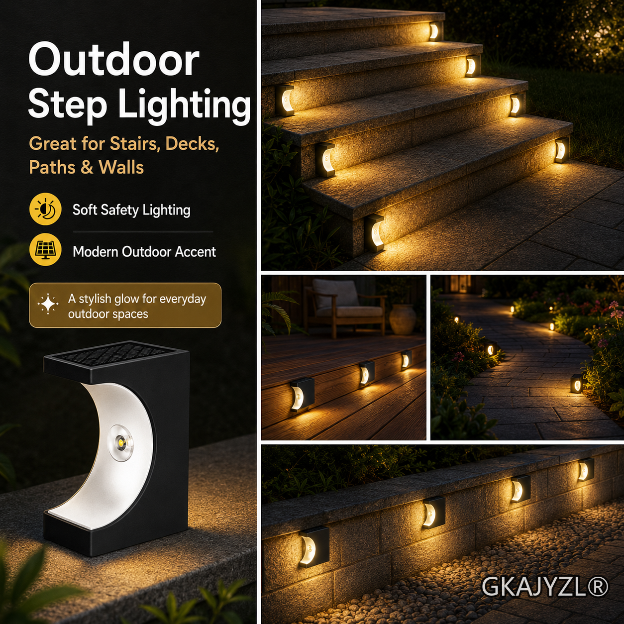 GKAJYZL-W06 Solar Moon Stair Wall Light — view 3