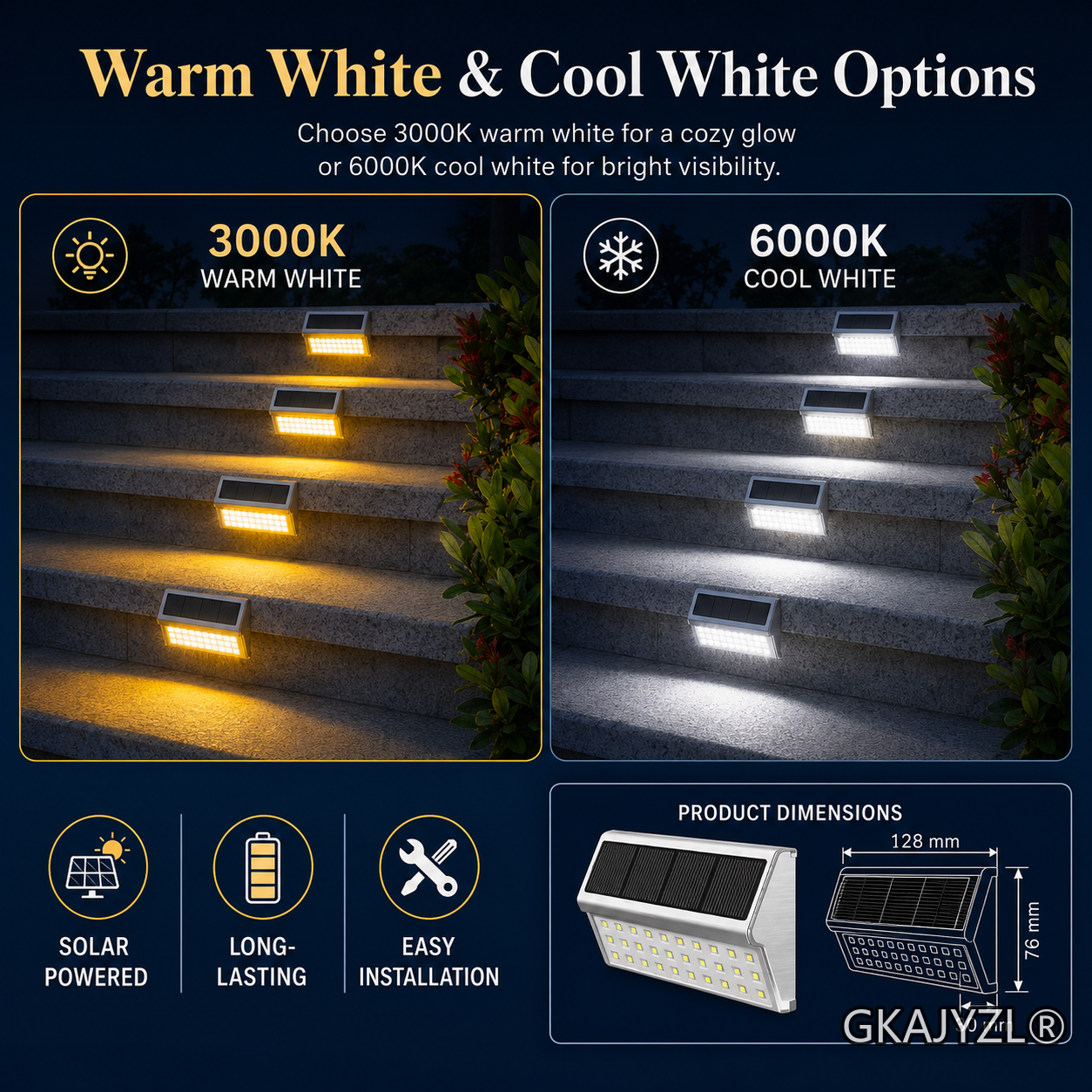 GKAJYZL-SL3-30led Solar P30 Step Wall Light — view 2