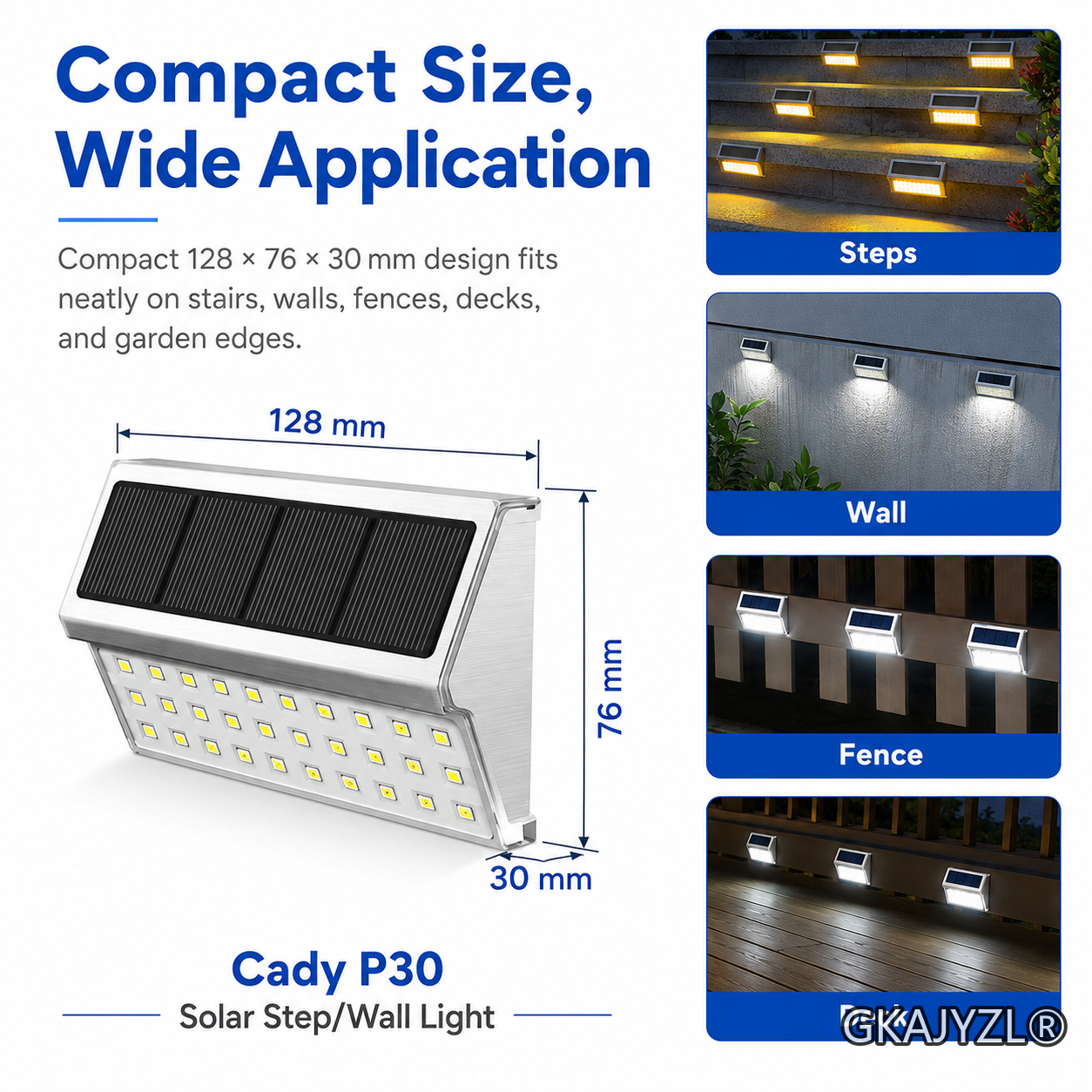 GKAJYZL-SL3-30led Solar P30 Step Wall Light — view 3