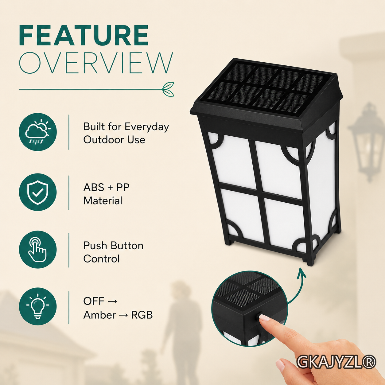 GKAJYZL601 Solar Vintage Grid Fence Light — view 2