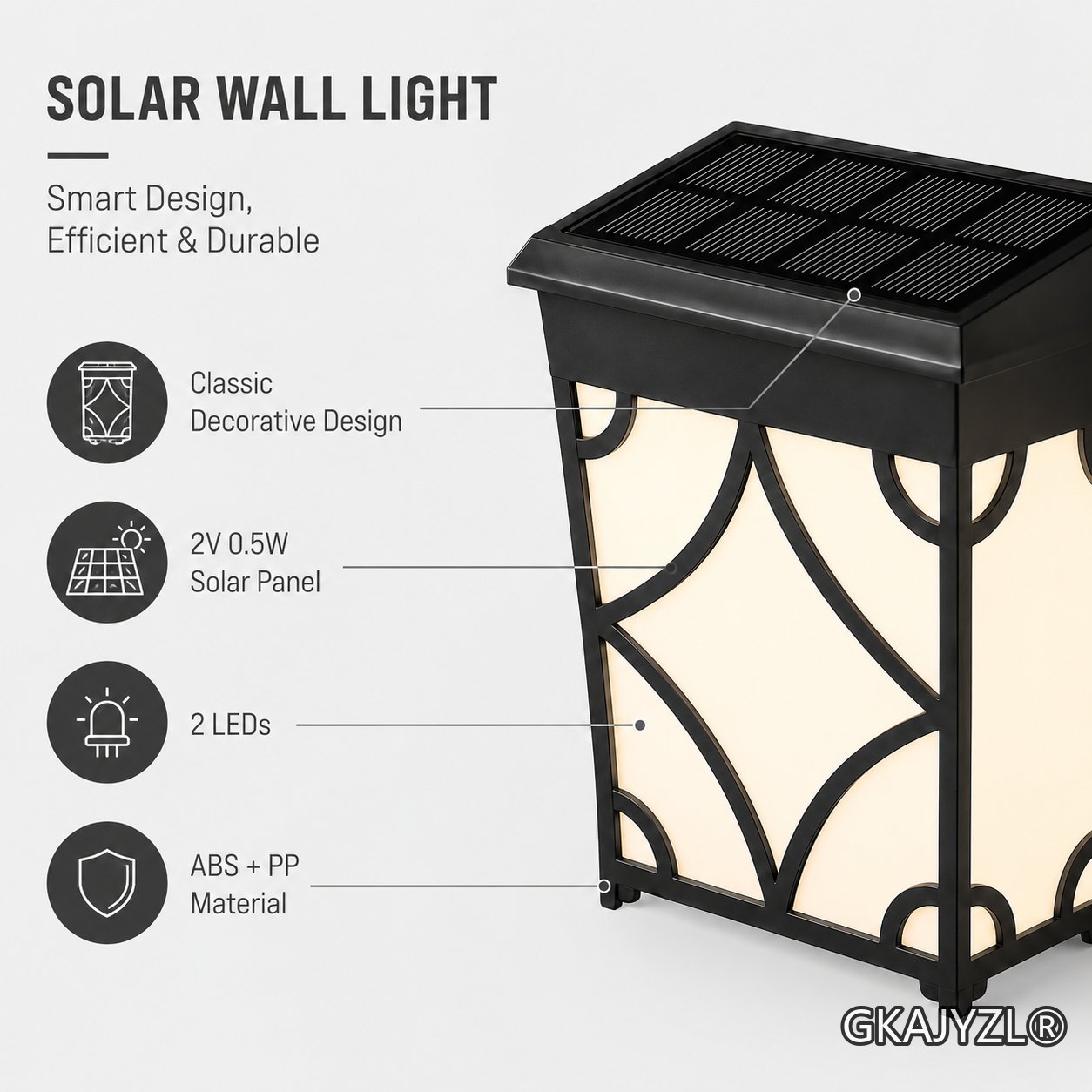 GKAJYZL601 Solar Vintage Fence Light — view 2