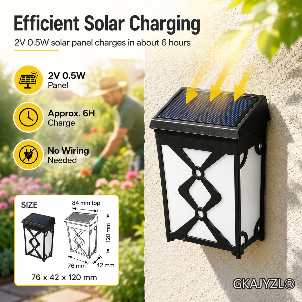 GKAJYZL601 Solar Vintage Wall Light — view 3