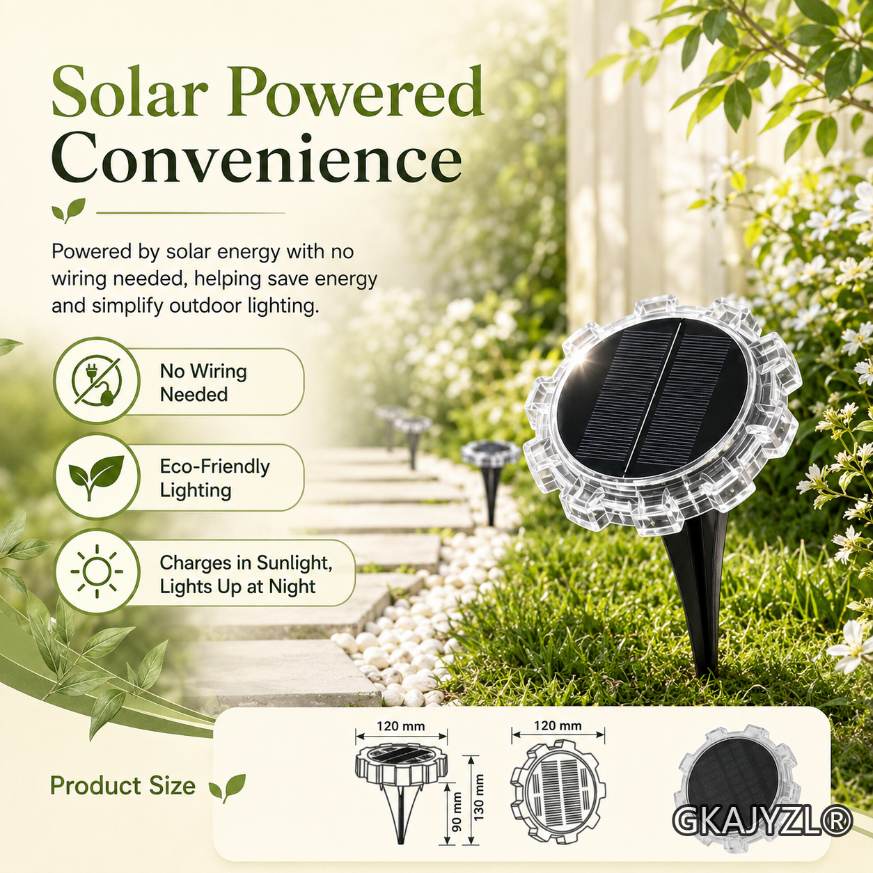 GKAJYZL-L188 (RGB) Solar RGB Gear Ground Wall Light — view 2