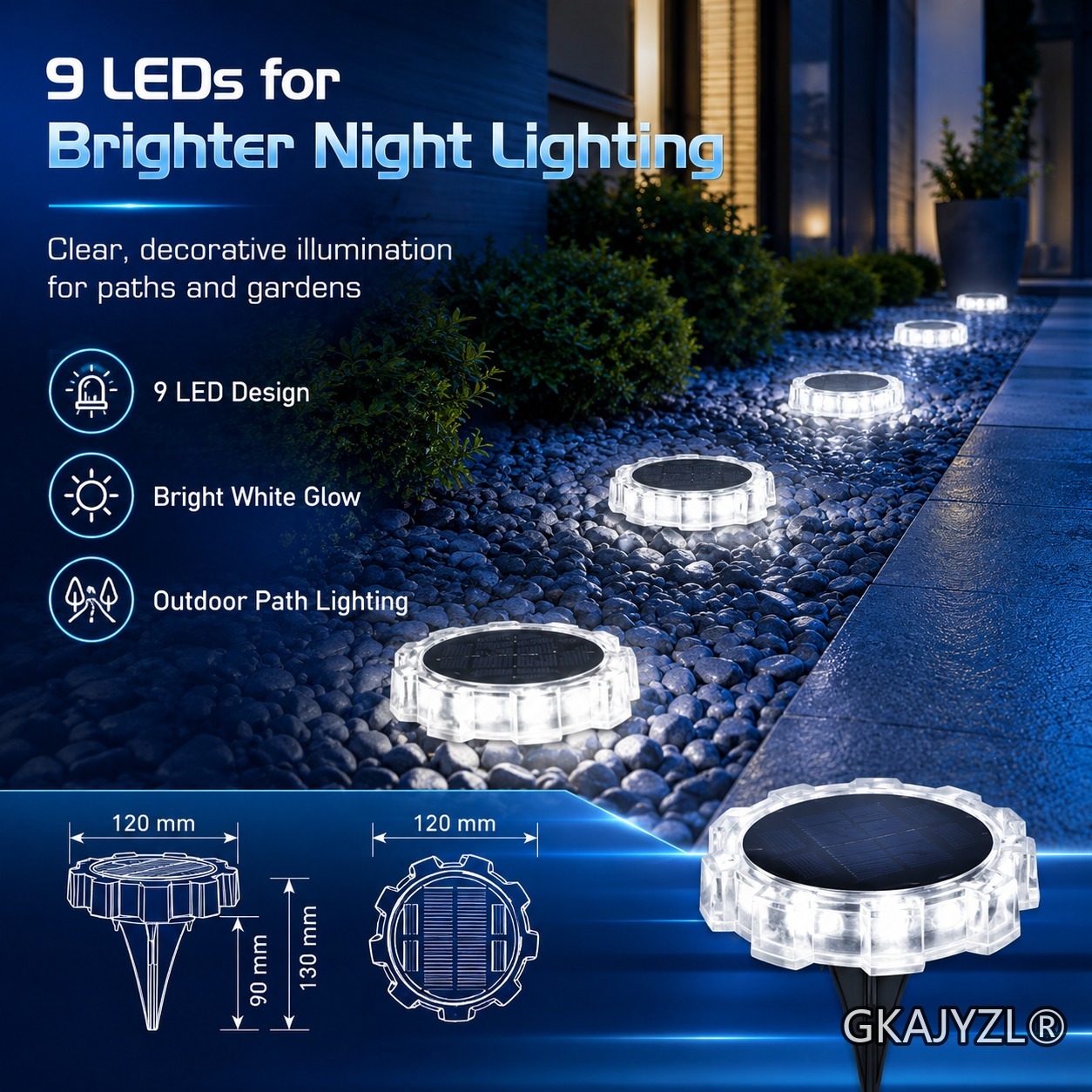 GKAJYZL-L188 Solar Gear Ground Wall Light — view 2