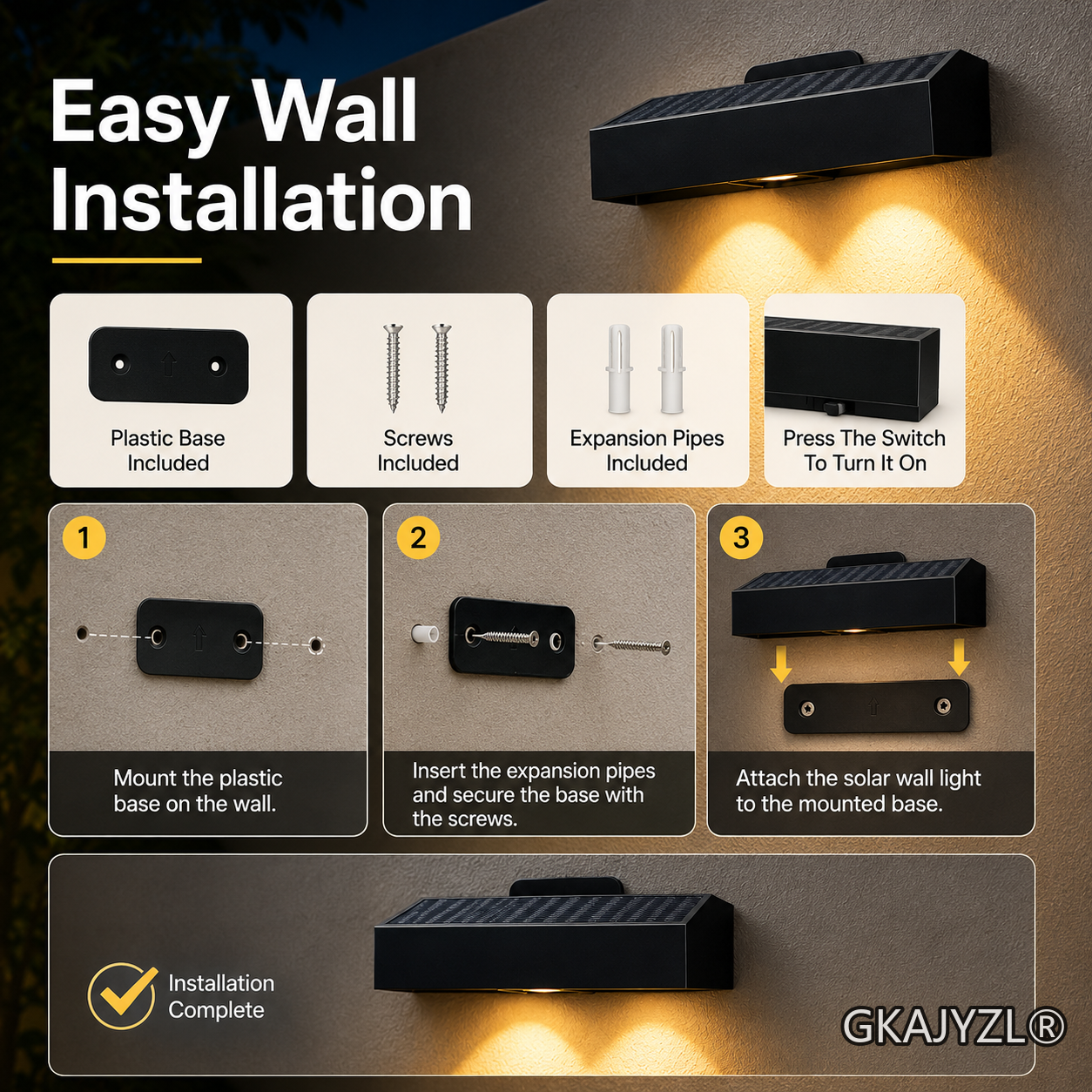 GKAJYZL-G02-W Solar Libra Wall Light — view 2
