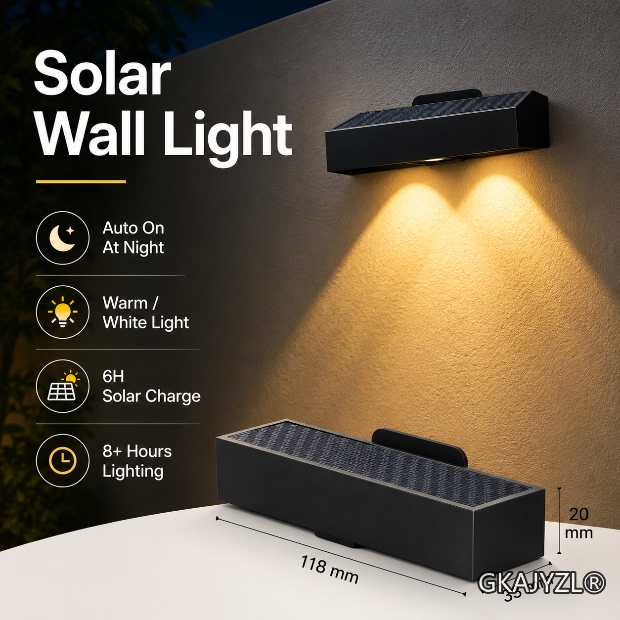 GKAJYZL-G02-W Solar Libra Wall Light — view 3