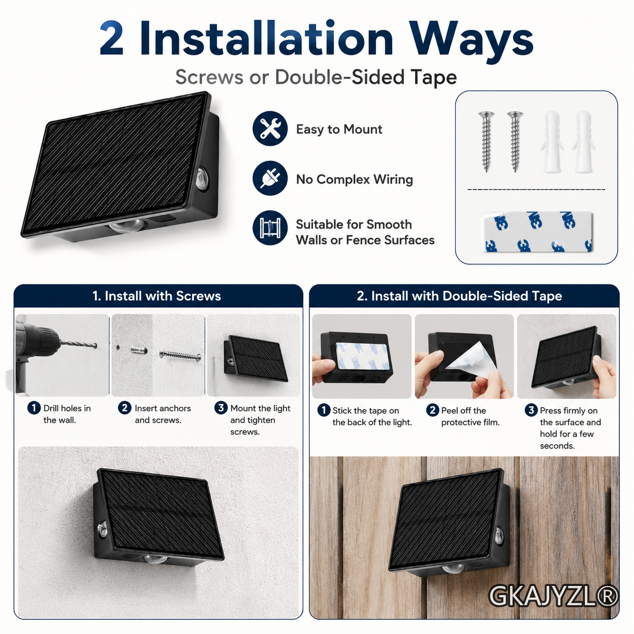 GKAJYZL-B03 Solar Triple-Sided Wall Step Light — view 2