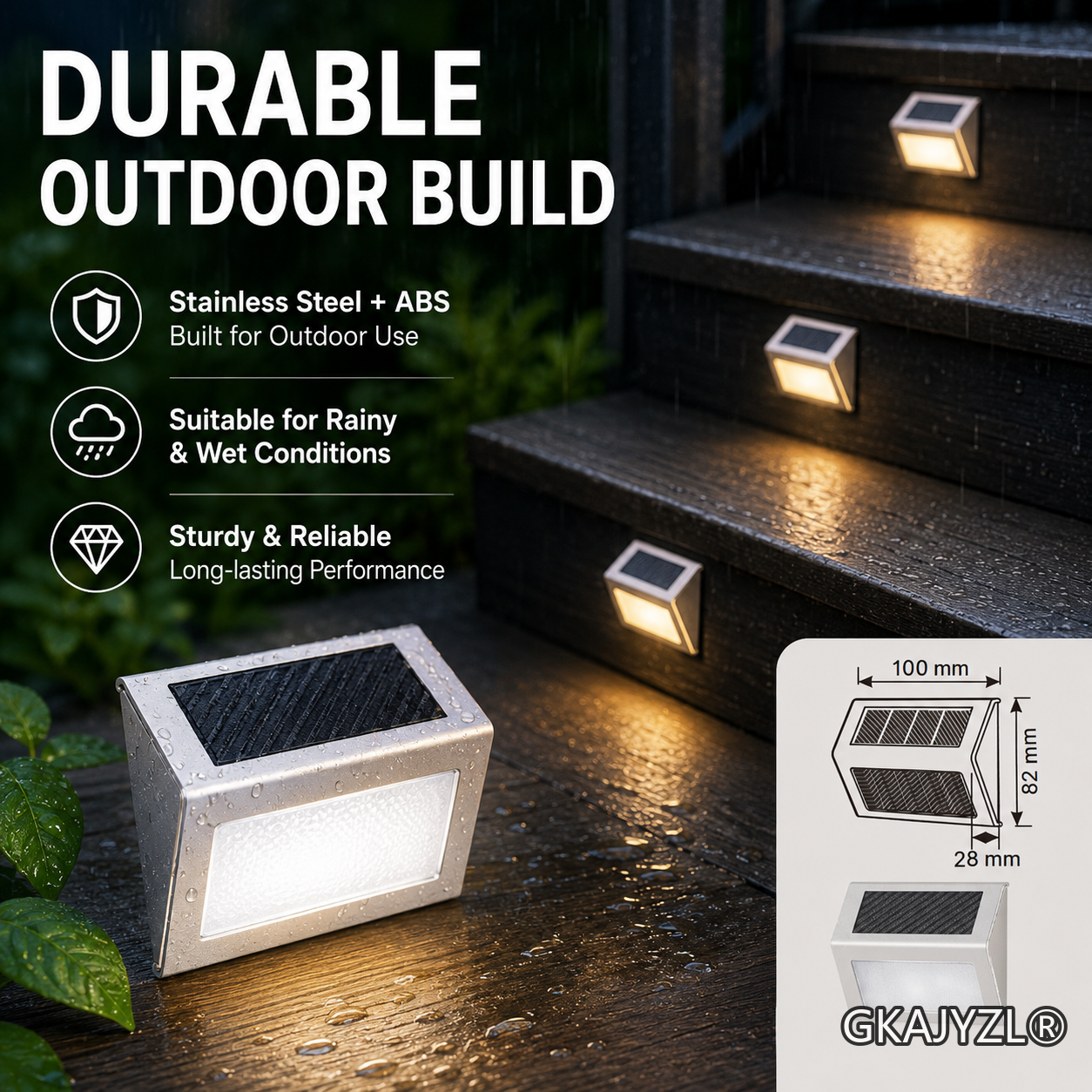 GKAJYZL-SL Solar P3 Step Wall Light — view 3