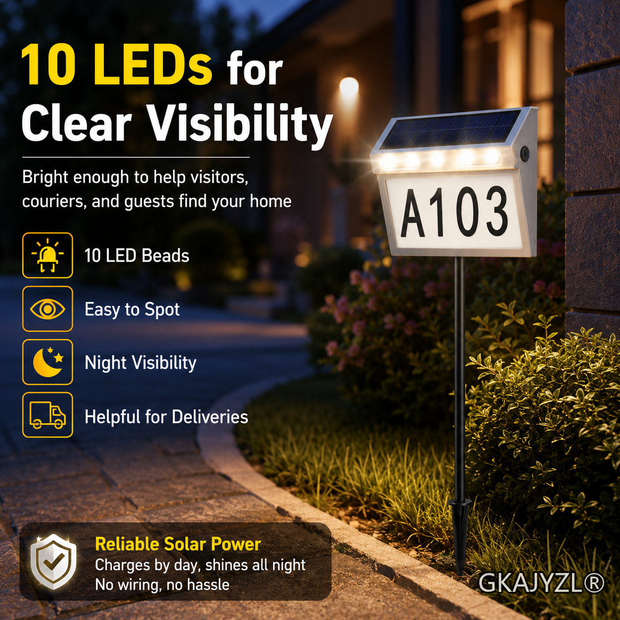GKAJYZL-HNL Solar Door Number Lawn Light — view 2