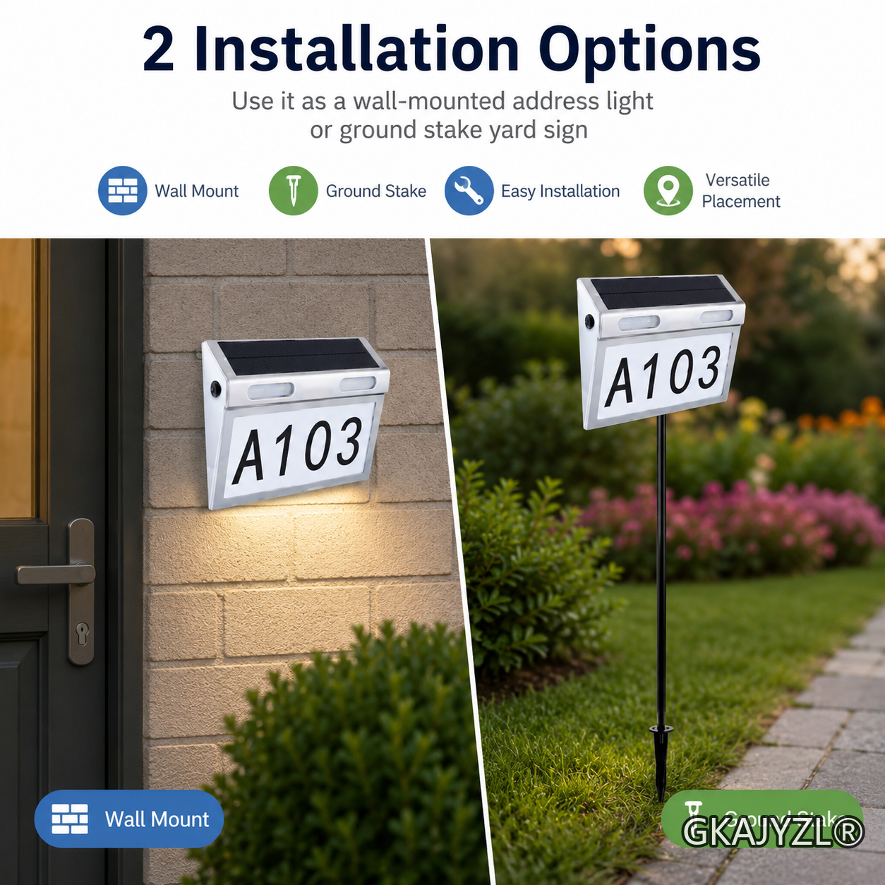 GKAJYZL-HNL Solar Door Number Lawn Light — view 3