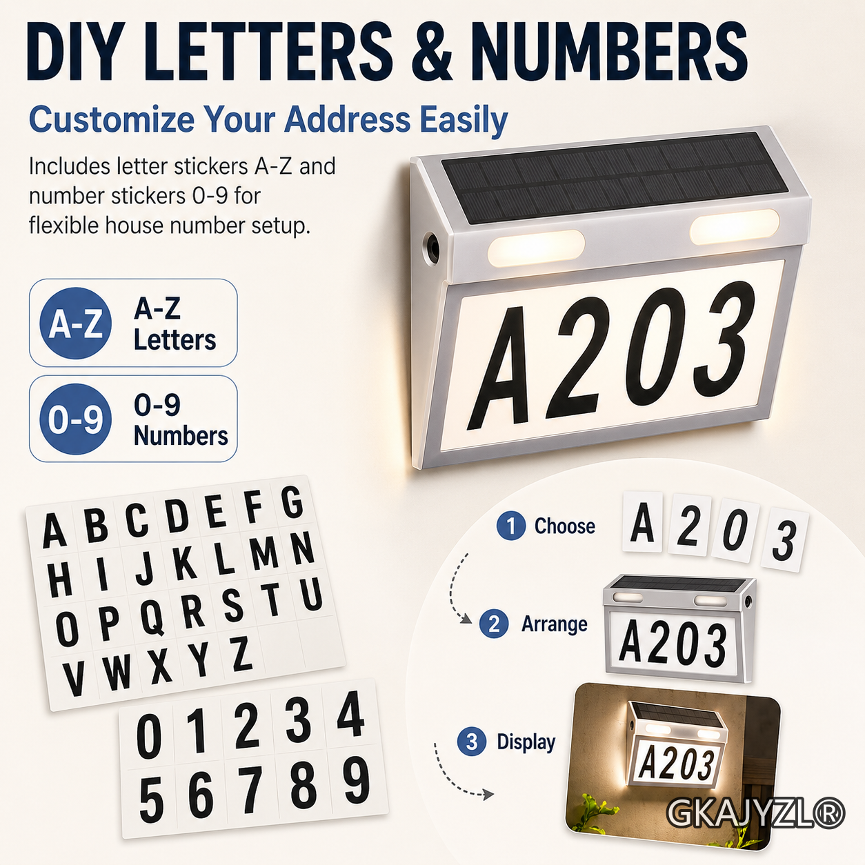 GKAJYZL-HNL Solar Door Number Light — view 2