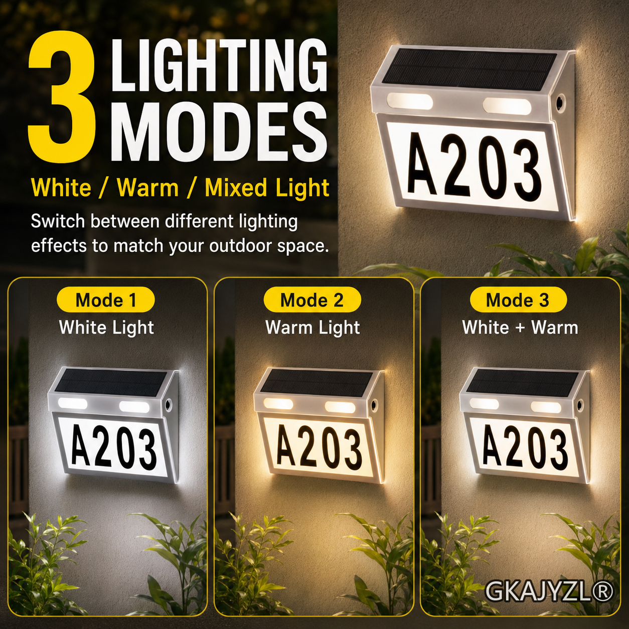 GKAJYZL-HNL Solar Door Number Light — view 3