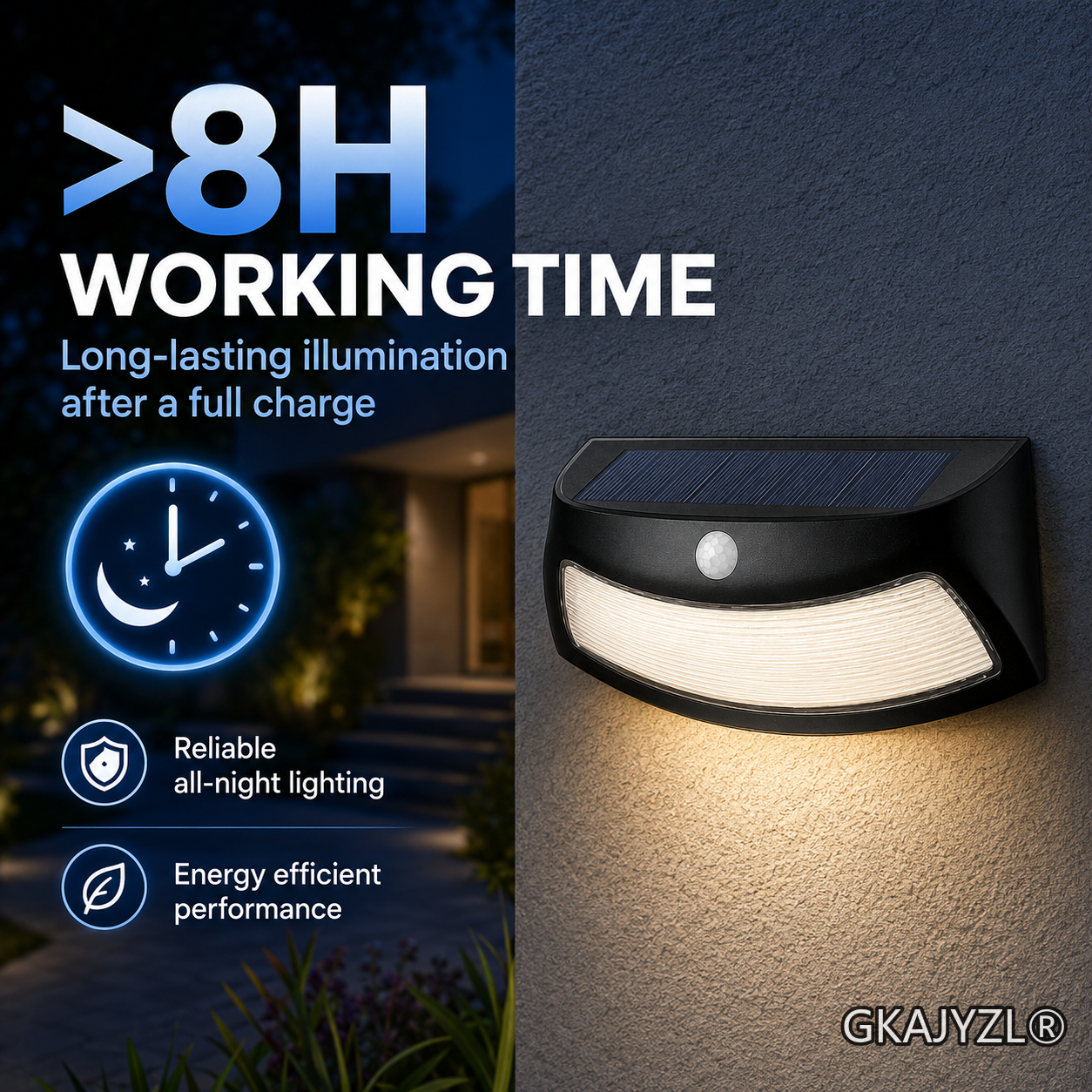 GKAJYZL-3688-Black (Light control) Black Solar Light Control Step Wall Light — view 2