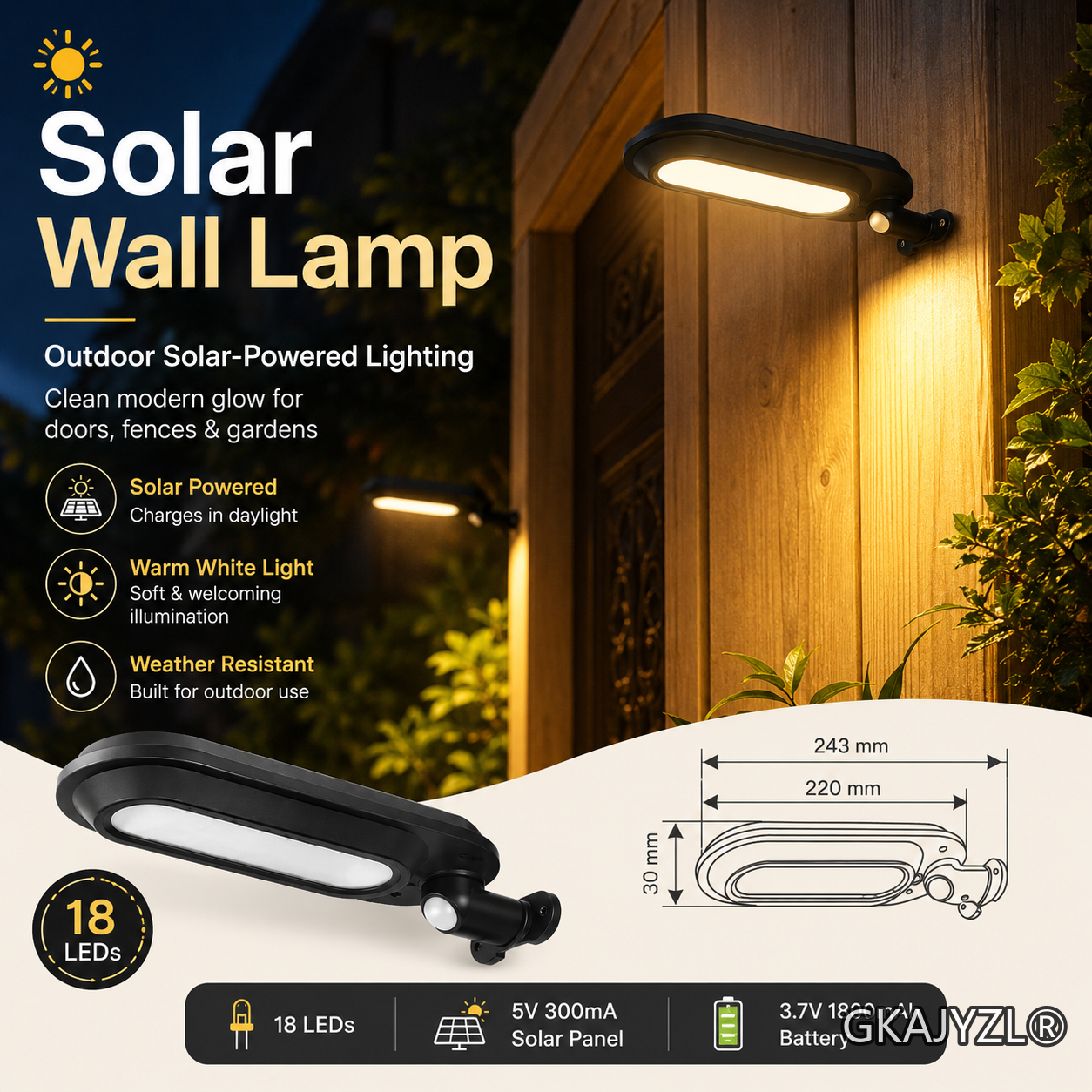 GKAJYZL018 (Light control) Solar Light Control Runway Wall Light