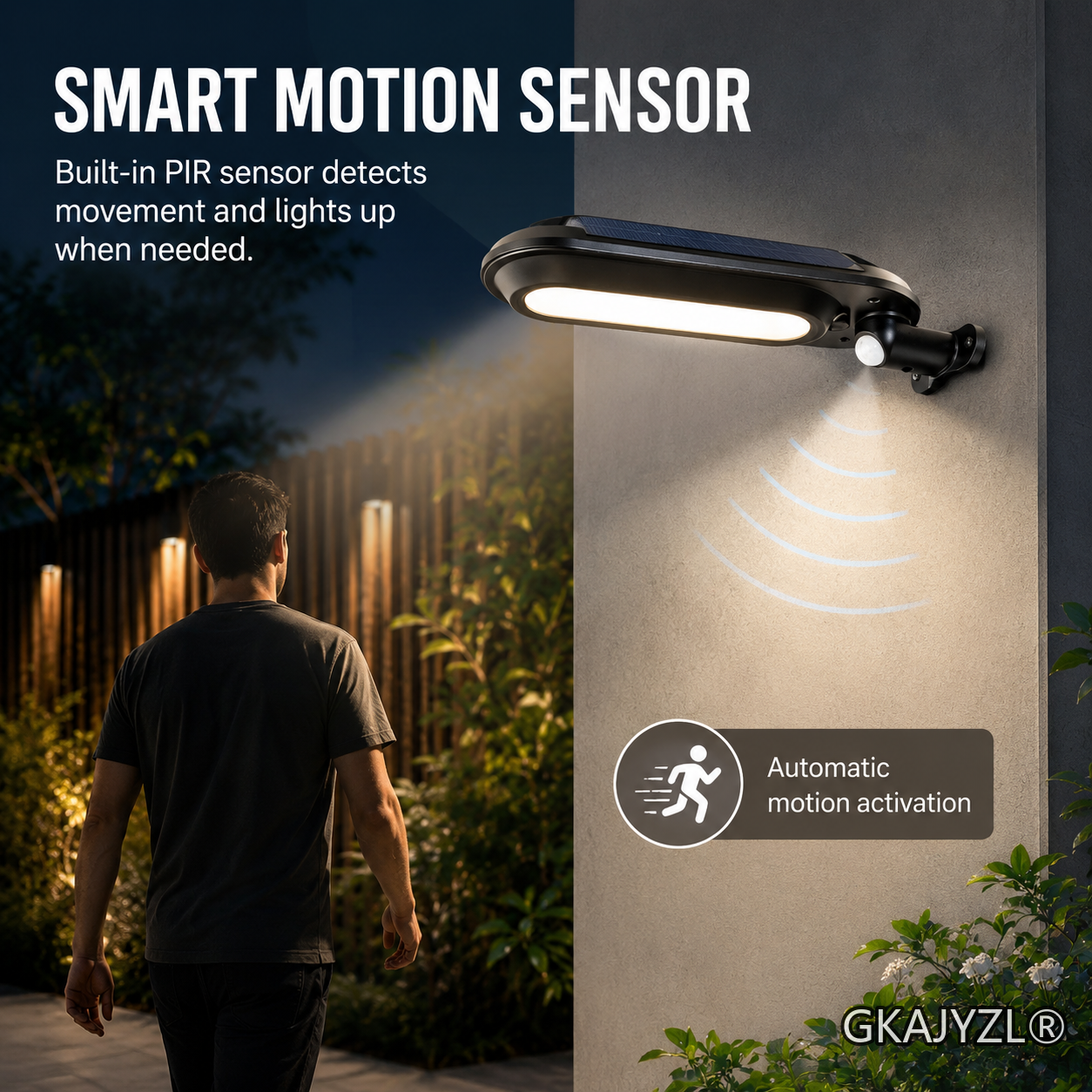 GKAJYZL018 (Motion sensor) Solar Motion Sensor Runway Wall Light — view 3