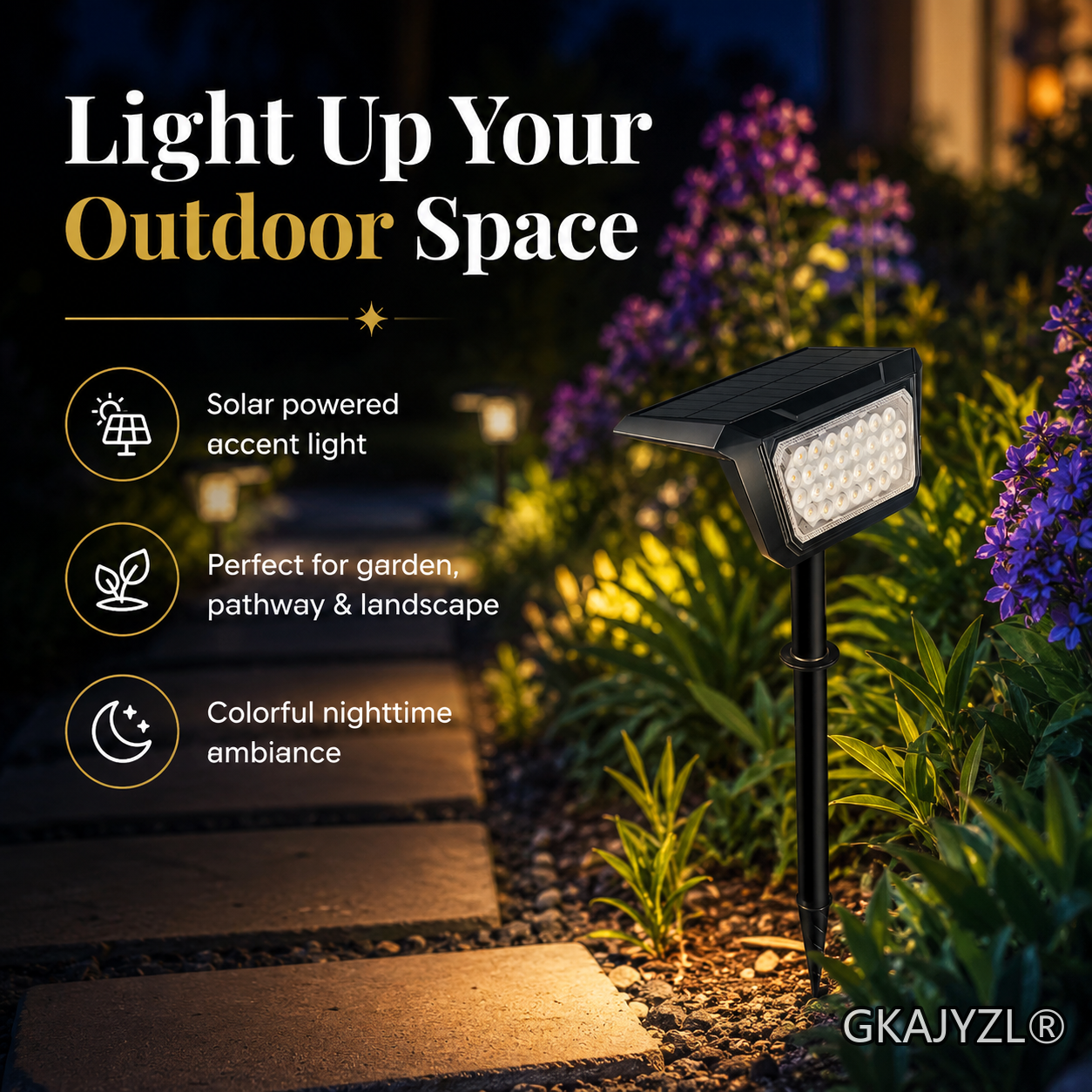 GKAJYZL-L09-50 Solar RGB Spot Light, Outdoor Landscape Spotlight with 7 Colors — view 3