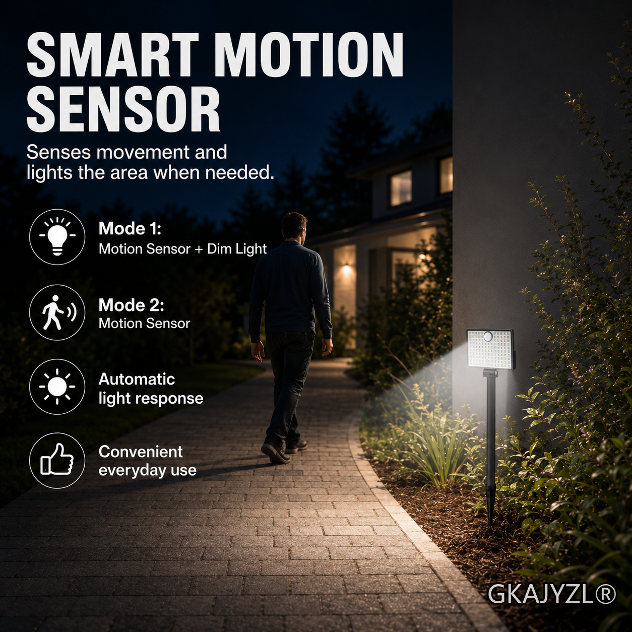 GKAJYZL-L07 Split Solar Pathway Lights, Motion Sensor Outdoor Garden Lights — view 2
