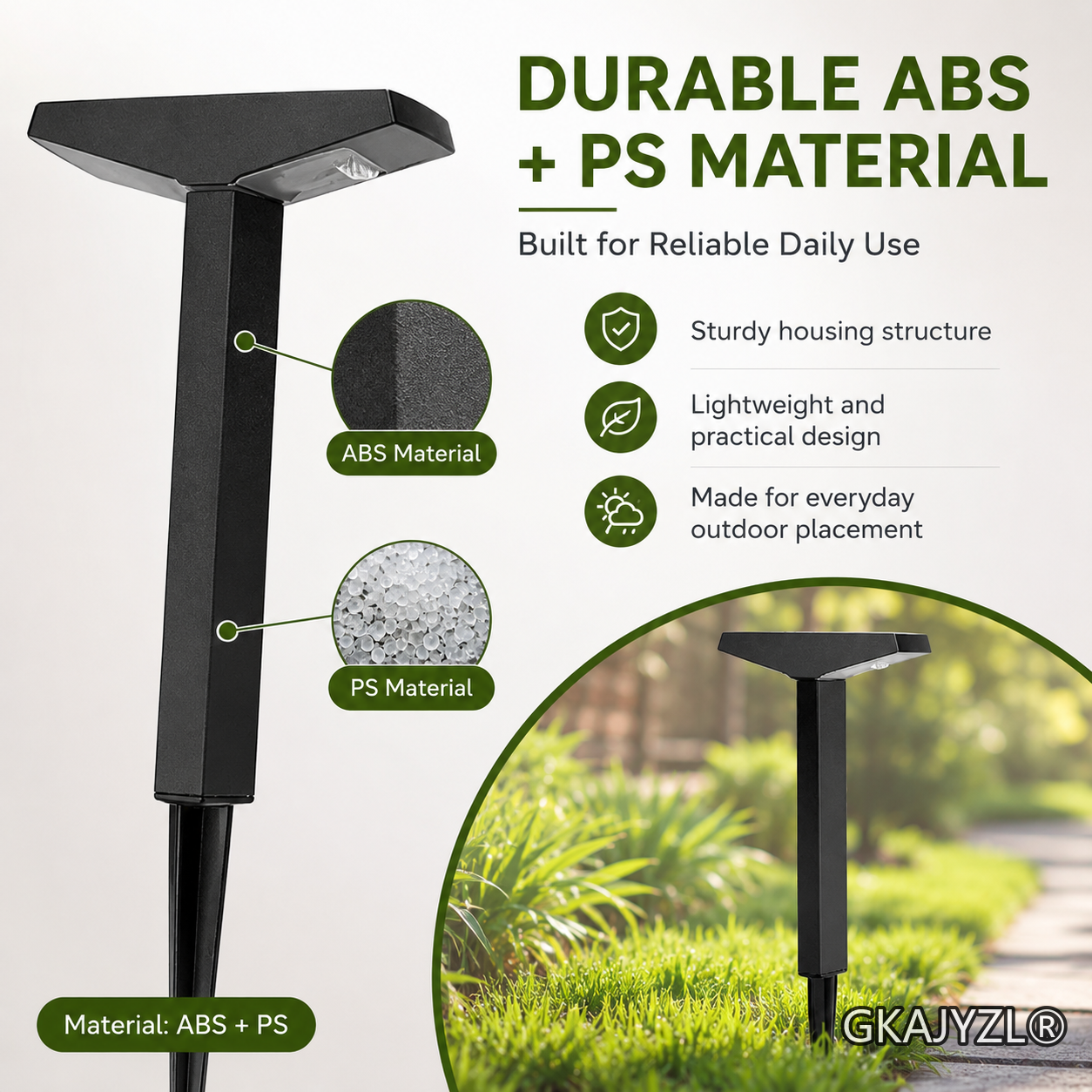GKAJYZL-G01-P Solar Pathway Lights, Modern Outdoor Lawn Lights with Downward Glow — view 2