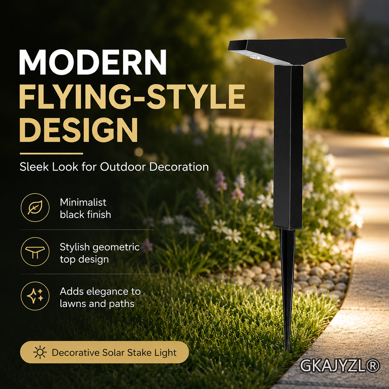 GKAJYZL-G01-P Solar Pathway Lights, Modern Outdoor Lawn Lights with Downward Glow — view 3