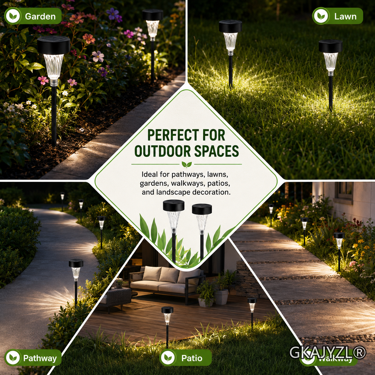 GKAJYZL001 (Vertical strip style) Solar Pathway Lights, Outdoor Garden Lights with Vertical Stripe Shade — view 3
