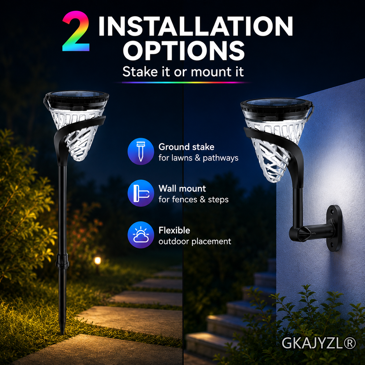 GKAJYZL007 (RGB) Solar RGB Pathway Lights, Outdoor Garden Lights with Color Changing Effect — view 3